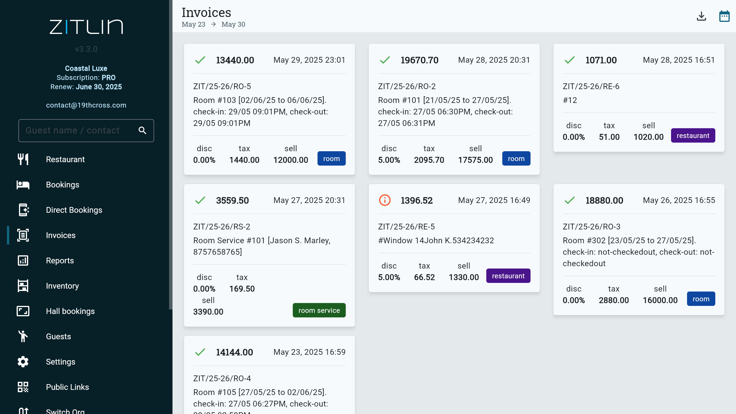 Free Hotel Invoice & Accounting Software