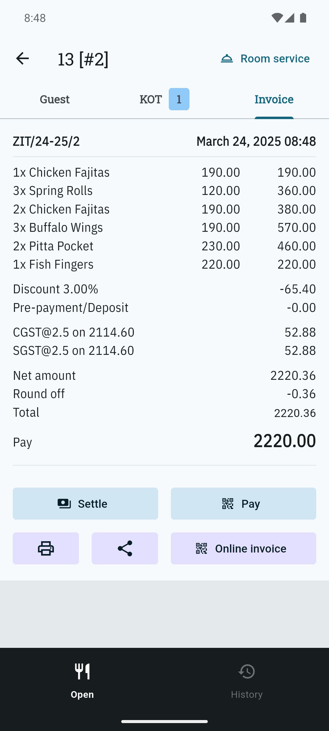 View, print invoices
