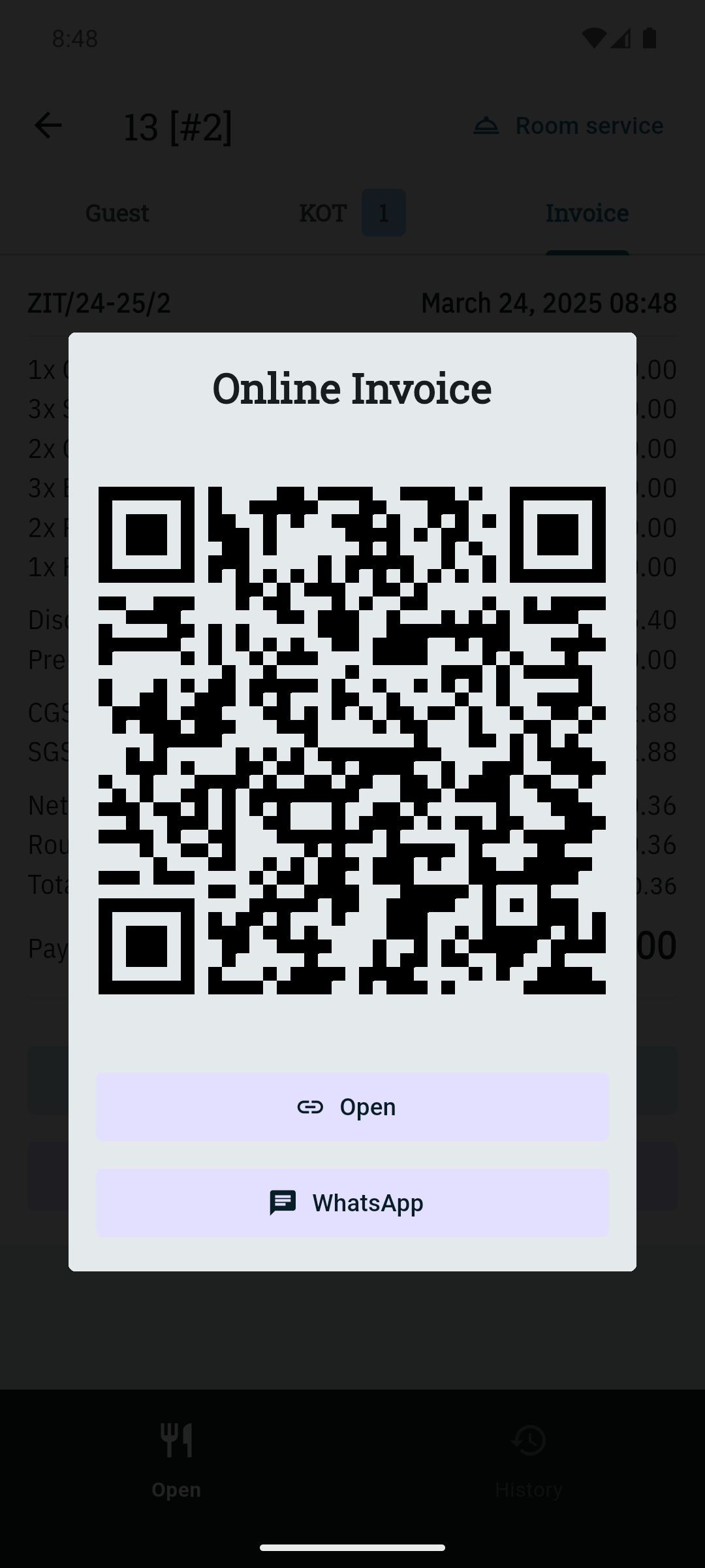 Share invoice with QR
