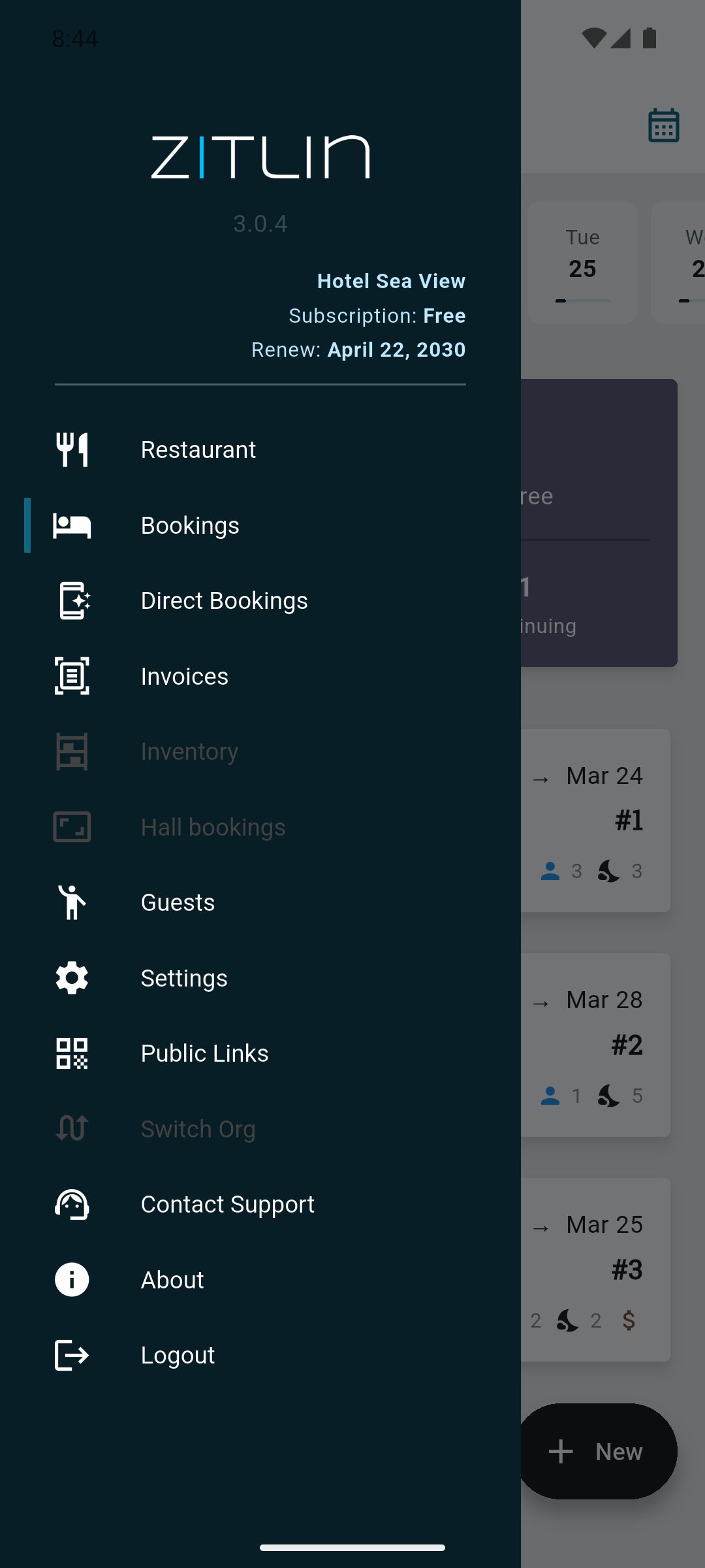 Manage inventory, guests, etc.