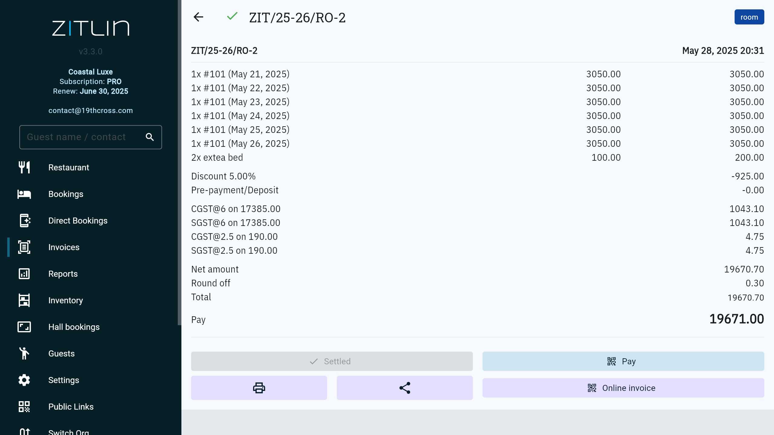 Free Hotel Invoice & Accounting Software