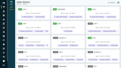 Hotel restaurant management dashboard