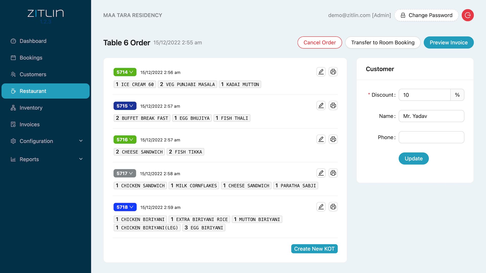 Free Restaurant Management Solution