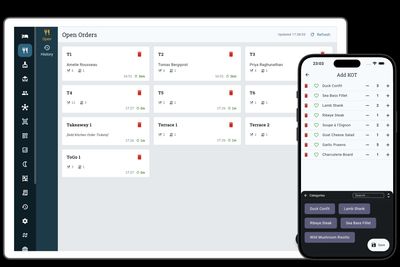 Zitlin restaurant POS with table orders and kitchen tickets